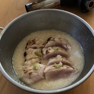 山芋を絡ませる、ささみ肉旨し